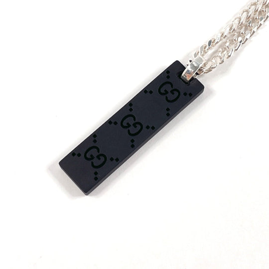 GUCCI Necklace Silver925 , Leather Silver GG Tag Chain