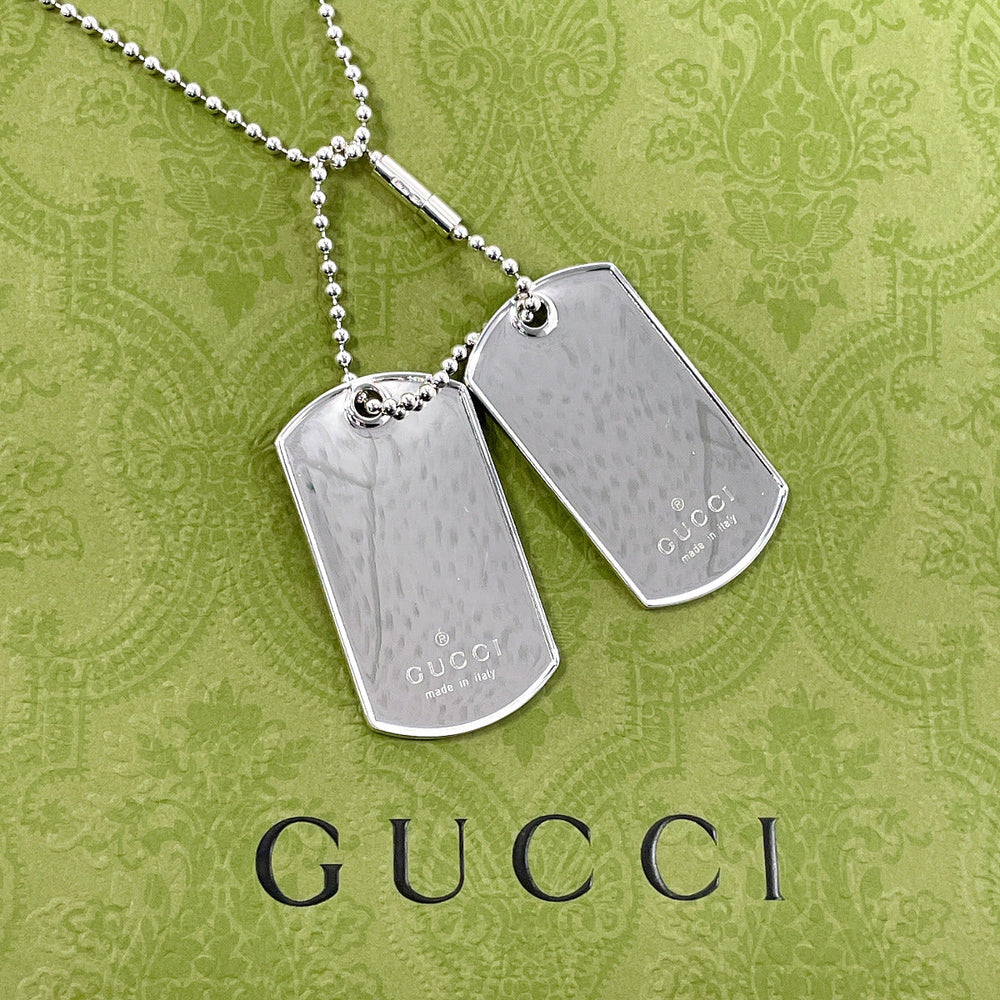 GUCCI Necklace Silver925 Silver Ball chain dog tag double plate