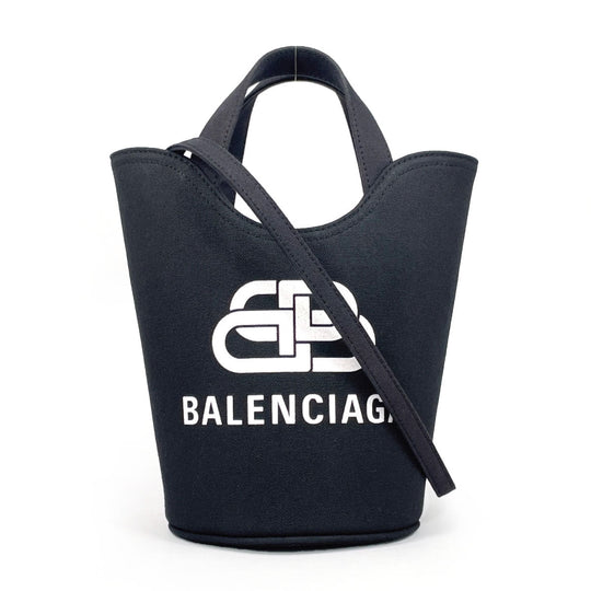 BALENCIAGA Handbag 619979・1090・S・002123 canvas black 2WAY Wave XS