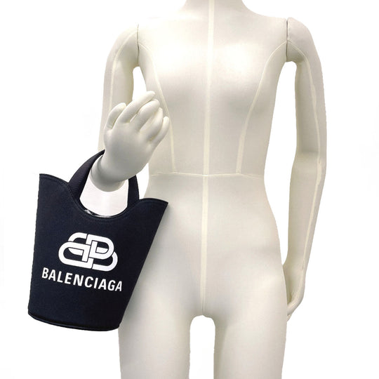 BALENCIAGA Handbag 619979・1090・S・002123 canvas black 2WAY Wave XS