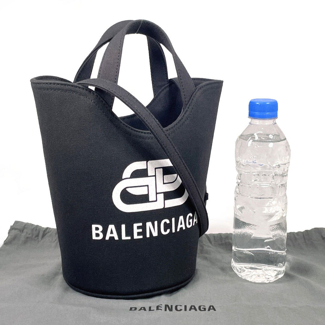 BALENCIAGA Handbag 619979・1090・S・002123 canvas black 2WAY Wave XS