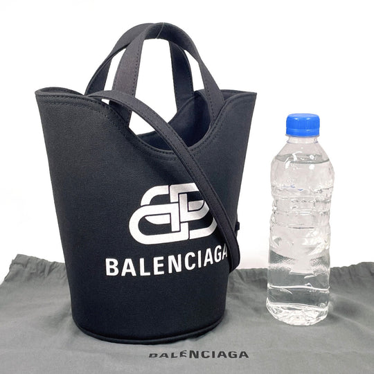 BALENCIAGA Handbag 619979・1090・S・002123 canvas black 2WAY Wave XS