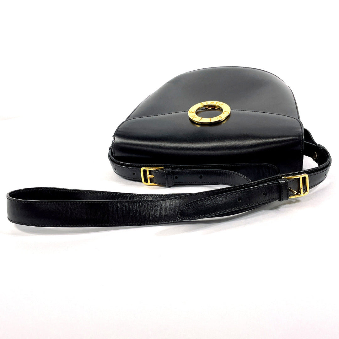 CELINE Shoulder Bag leather black vintage Circle logo