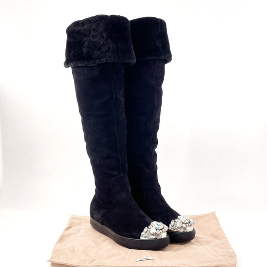 MIUMIU boots Suede black Mouton boots 37 1/2