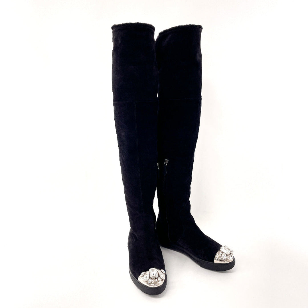 MIUMIU boots Suede black Mouton boots 37 1/2