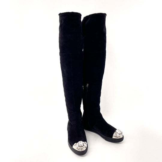 MIUMIU boots Suede black Mouton boots 37 1/2
