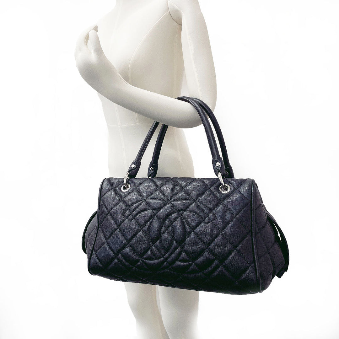 CHANEL Handbag Matt caviar skin black COCO Mark Matrasse