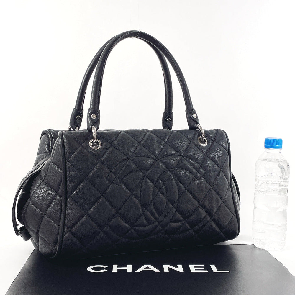 CHANEL Handbag Matt caviar skin black COCO Mark Matrasse