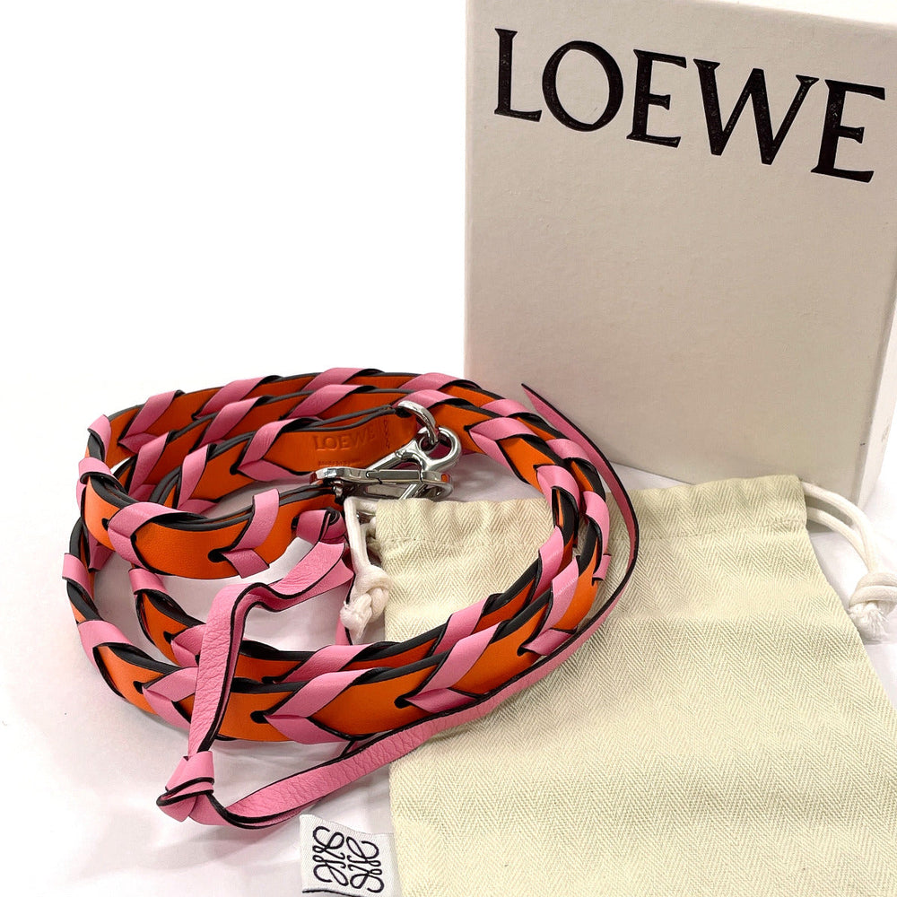 LOEWE Shoulder strap 112 30 S95 leather pink braided bag strap