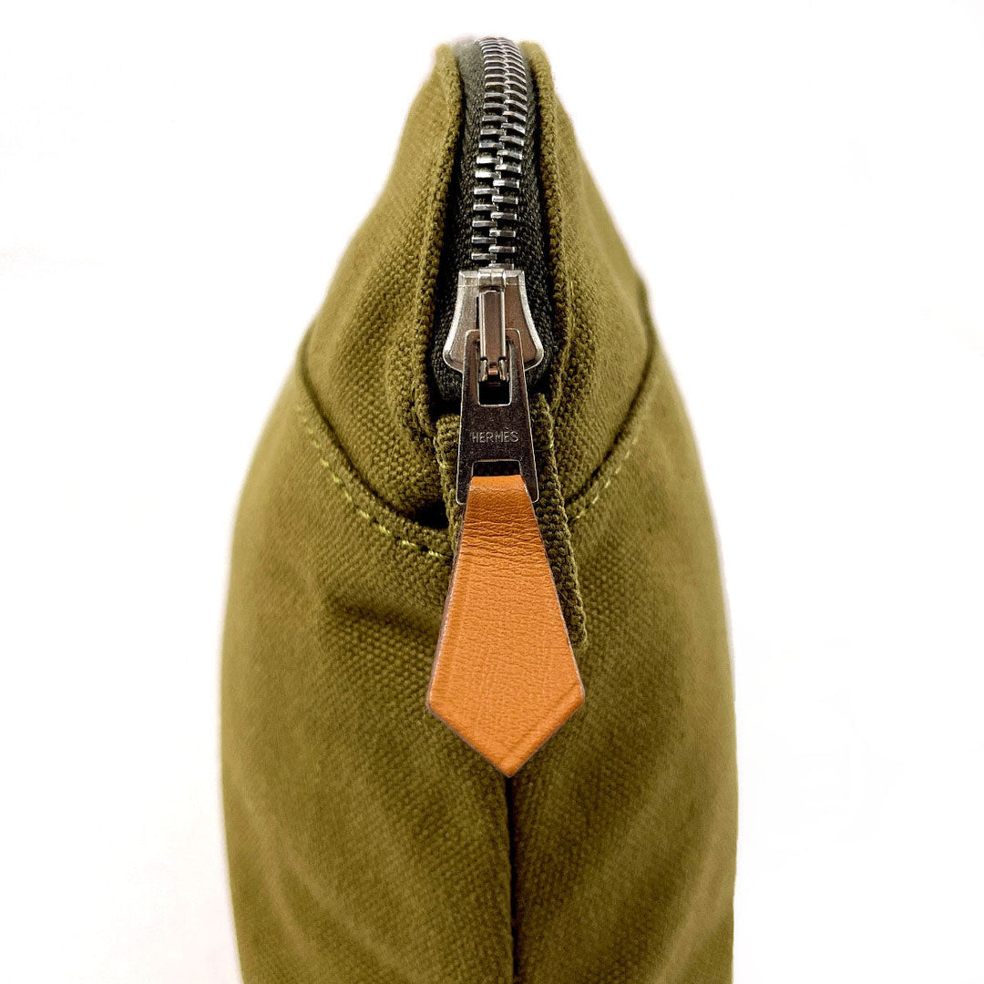 HERMES Pouch Cotton , 100% cotton khaki Bollid pouch mini