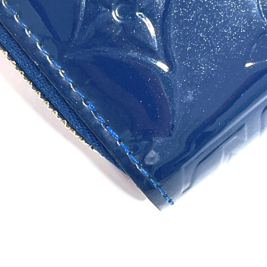 LOUIS VUITTON Long Wallet Purse M90047 Monogram Vernis blue Zippy wallet unisex Used Authentic