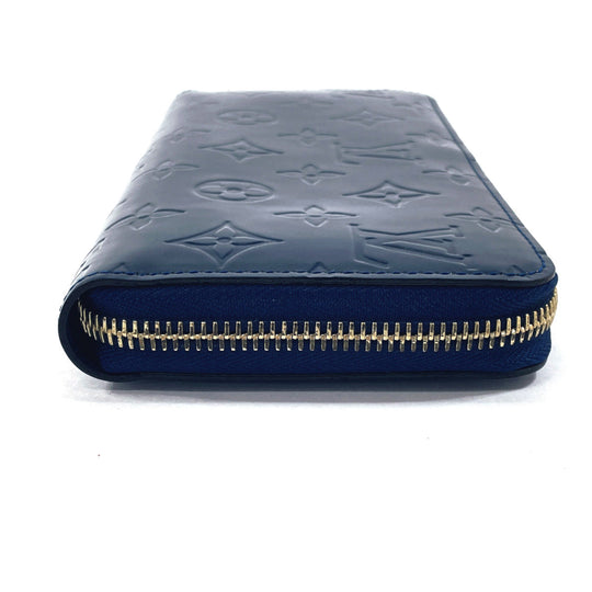 LOUIS VUITTON Long Wallet Purse M90047 Monogram Vernis blue Zippy wallet unisex Used Authentic