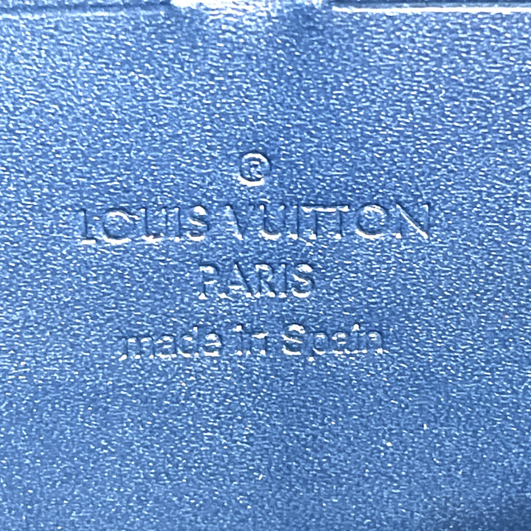 LOUIS VUITTON Long Wallet Purse M90047 Monogram Vernis blue Zippy wallet unisex Used Authentic