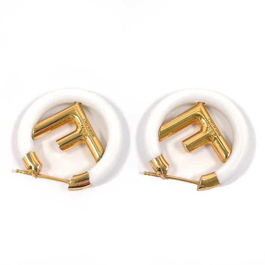 FENDI Pierce metal gold F is Fendi Women Used Authentic