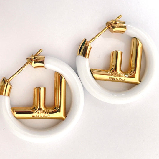 FENDI Pierce metal gold F is Fendi Women Used Authentic