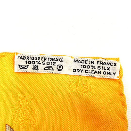 HERMES scarf Silk, 100% silk yellow Herbier de Gavarnie Pressed flowers in the Gavarnie valley Carre 90 Women Used Authentic