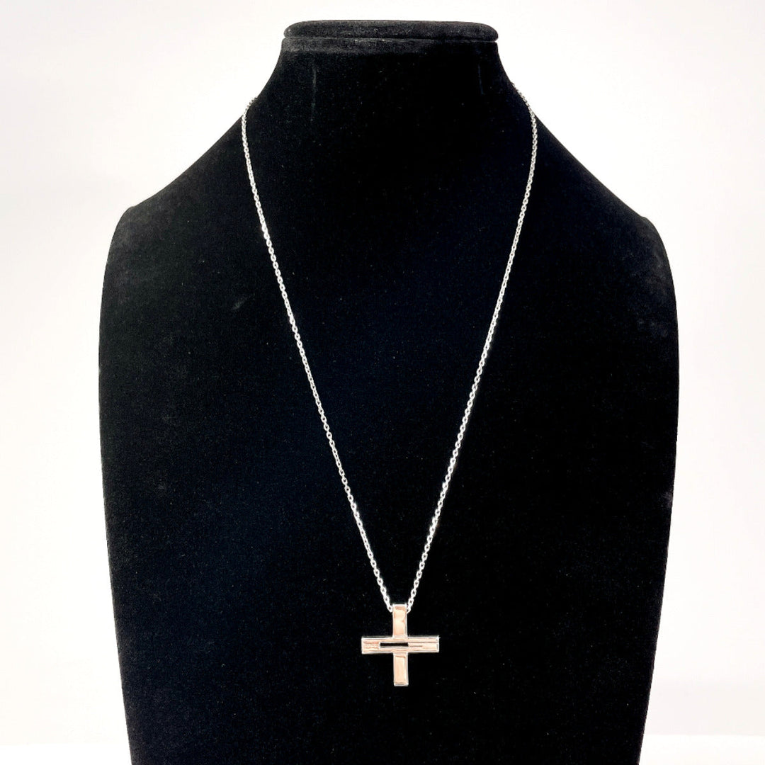 GUCCI Necklace Silver925 Silver Cross Cutout G unisex Used Authentic