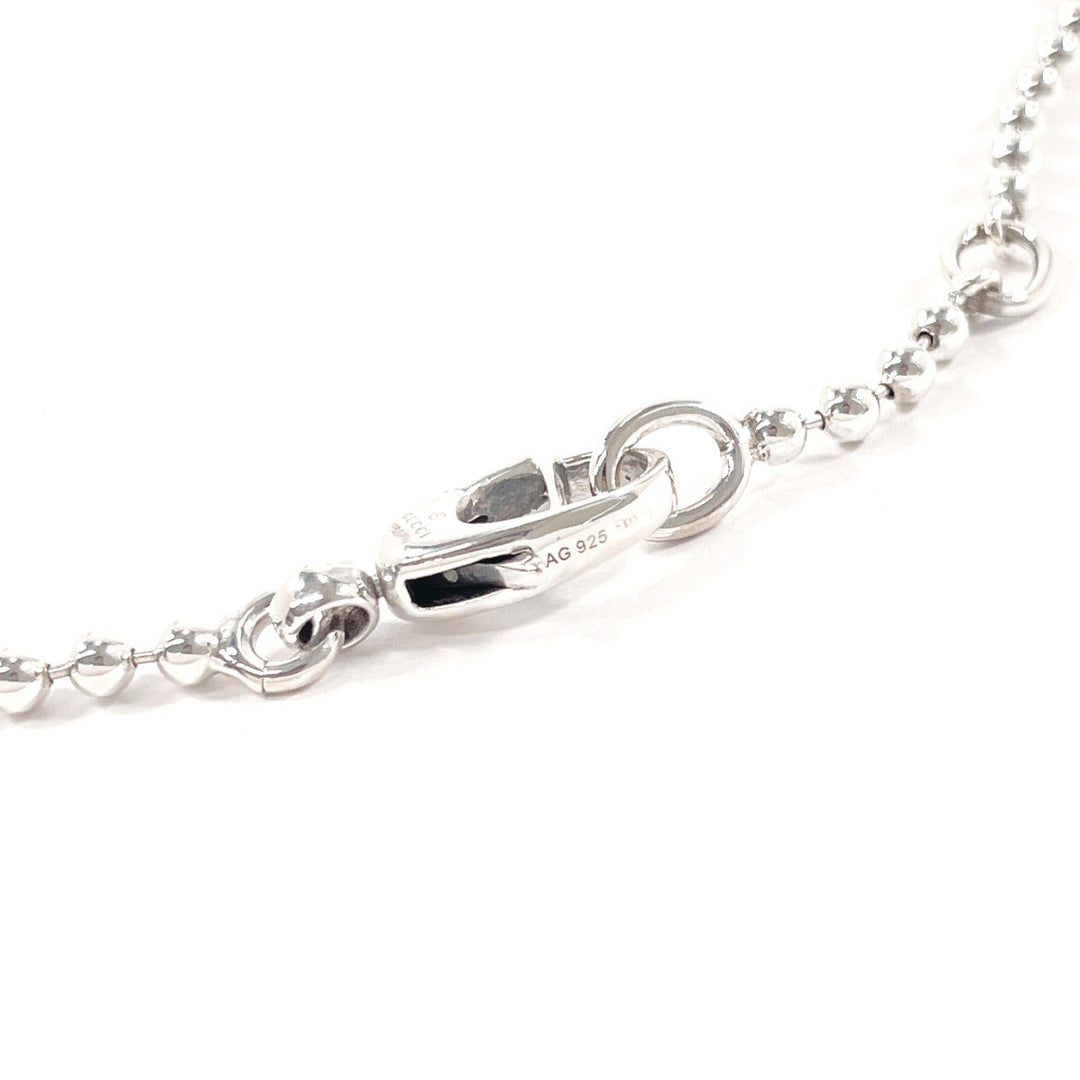 GUCCI Necklace Silver925 Silver Ball chain Interlocking G heart Women Used Authentic