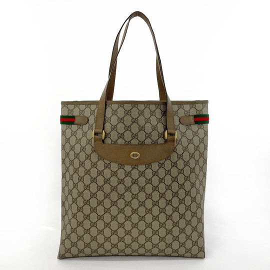 GUCCI Tote Bag 39.02.091 GG Supreme canvas, leather Brown Sherry line Old Gucci