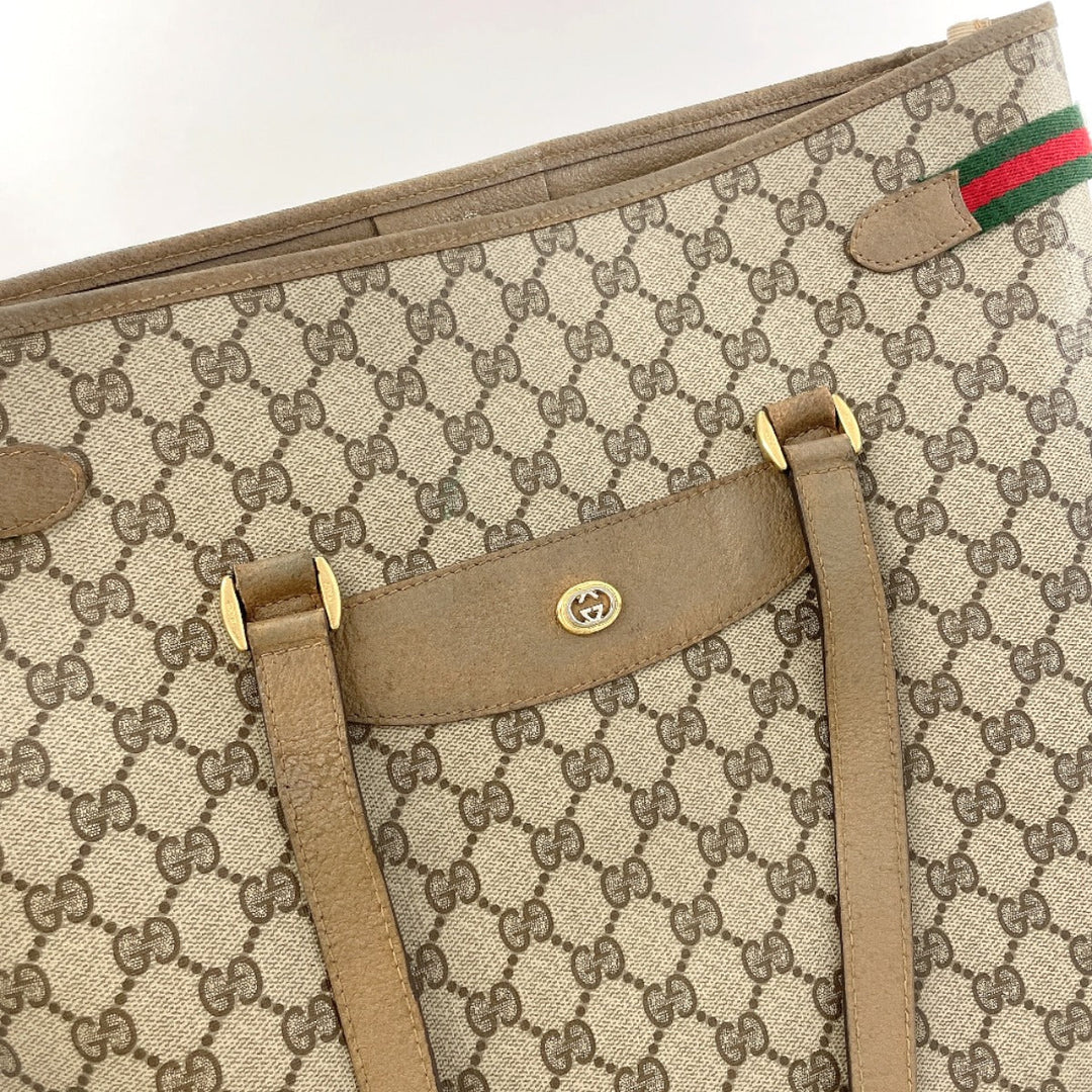 GUCCI Tote Bag 39.02.091 GG Supreme canvas, leather Brown Sherry line Old Gucci