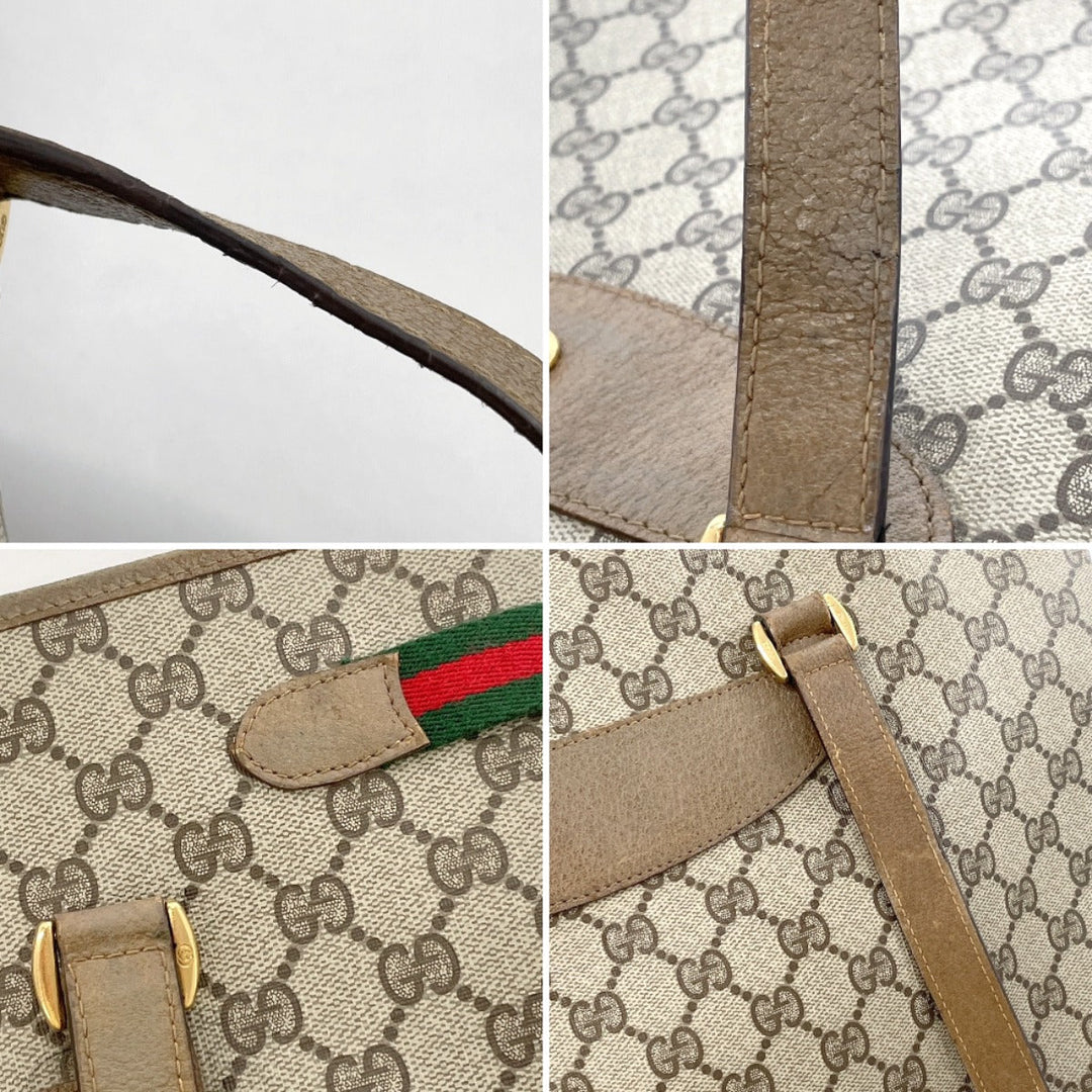 GUCCI Tote Bag 39.02.091 GG Supreme canvas, leather Brown Sherry line Old Gucci