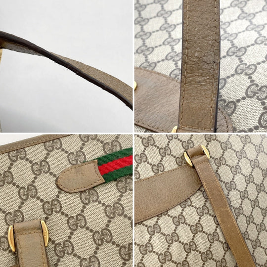 GUCCI Tote Bag 39.02.091 GG Supreme canvas, leather Brown Sherry line Old Gucci