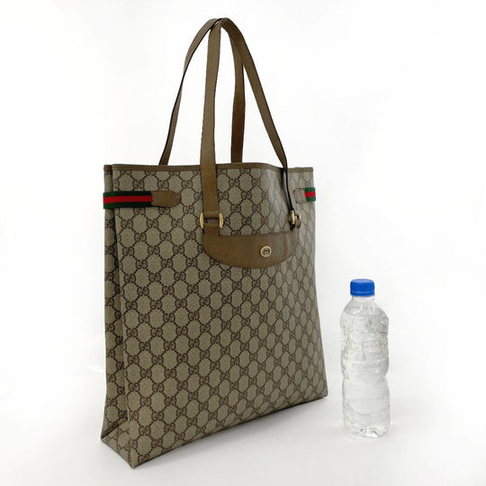 GUCCI Tote Bag 39.02.091 GG Supreme canvas, leather Brown Sherry line Old Gucci