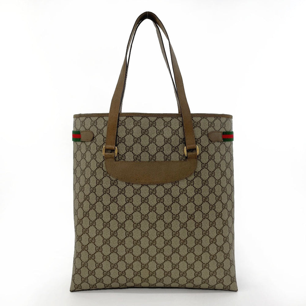 GUCCI Tote Bag 39.02.091 GG Supreme canvas, leather Brown Sherry line Old Gucci