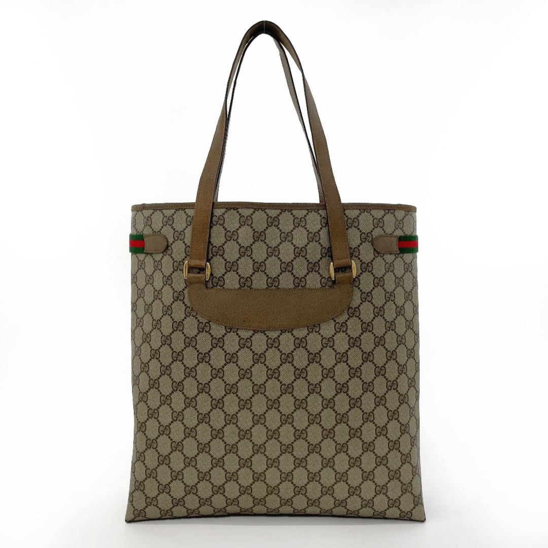 GUCCI Tote Bag 39.02.091 GG Supreme canvas, leather Brown Sherry line Old Gucci