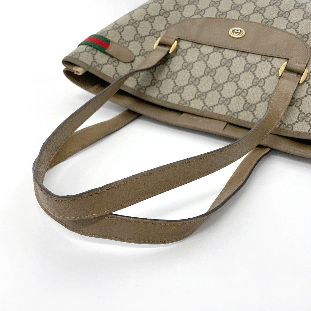 GUCCI Tote Bag 39.02.091 GG Supreme canvas, leather Brown Sherry line Old Gucci
