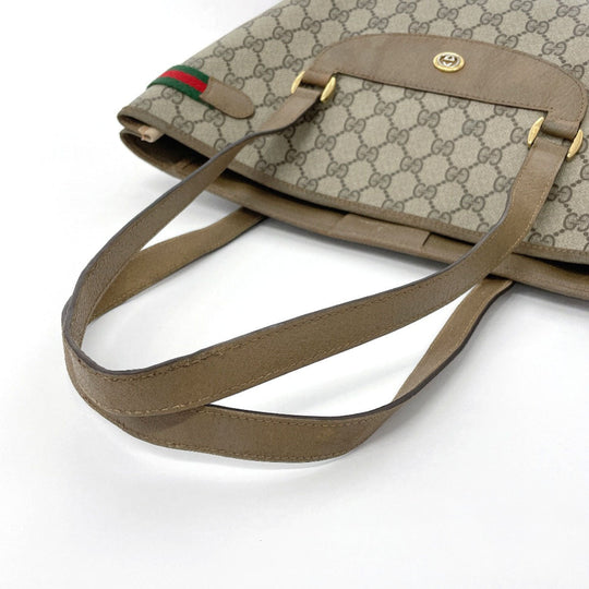 GUCCI Tote Bag 39.02.091 GG Supreme canvas, leather Brown Sherry line Old Gucci