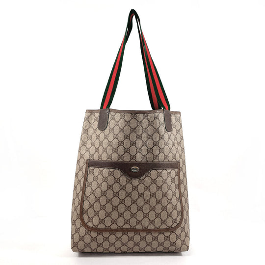 GUCCI Tote Bag 39・02・003 GG Supreme canvas, leather Brown Sherry line Old Gucci