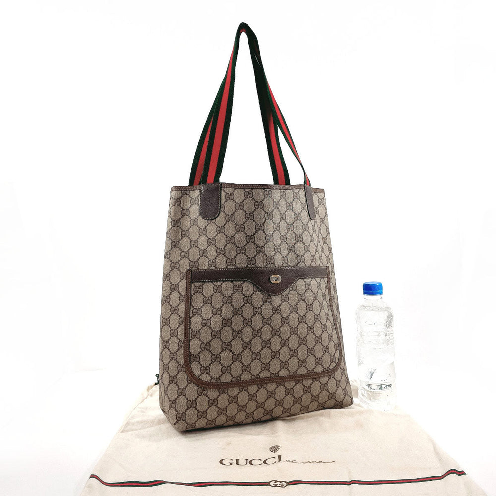 GUCCI Tote Bag 39・02・003 GG Supreme canvas, leather Brown Sherry line Old Gucci