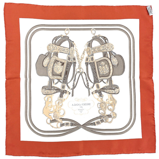 HERMES scarf silk Brown BRIDES de GARA Carre 45