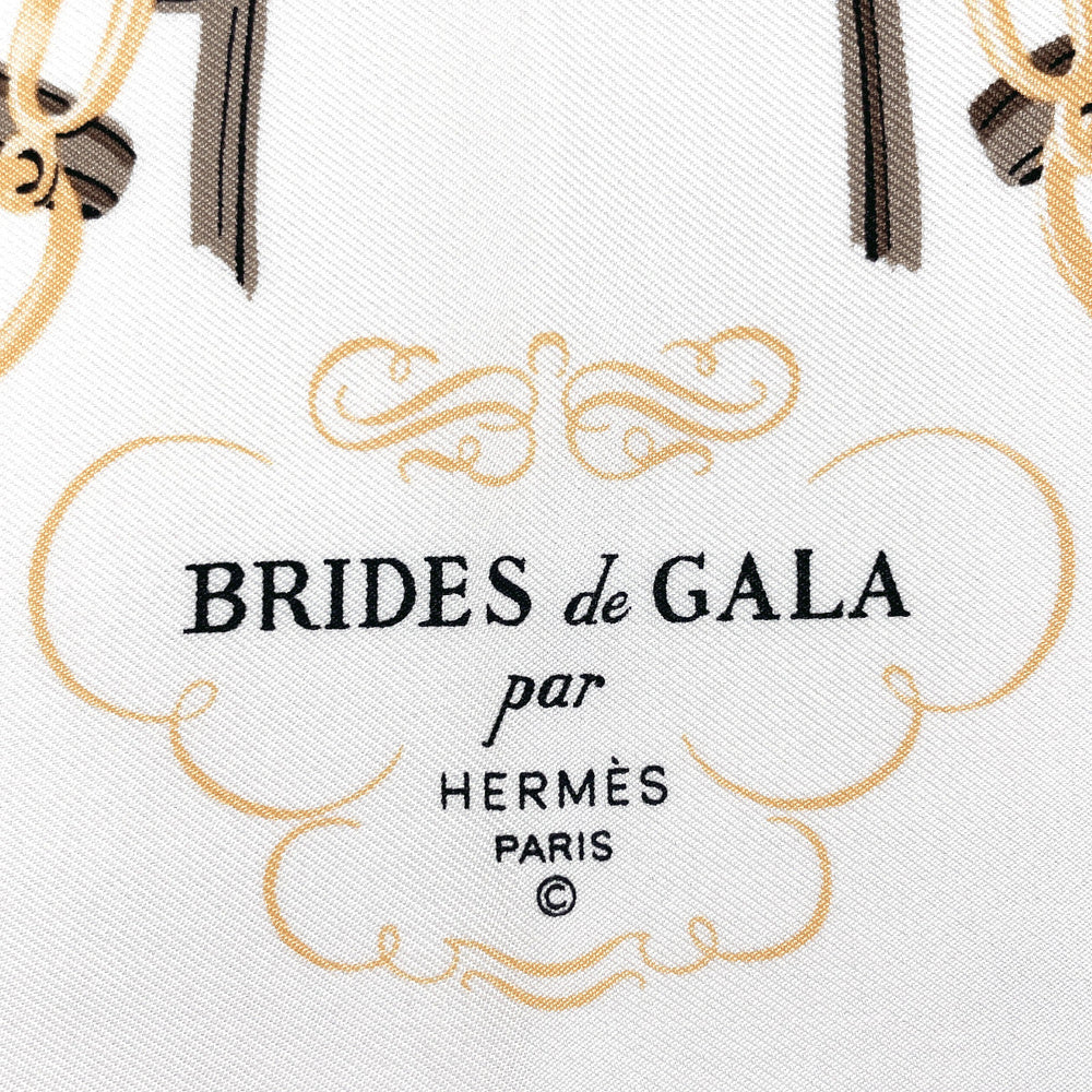 HERMES scarf silk Brown BRIDES de GARA Carre 45