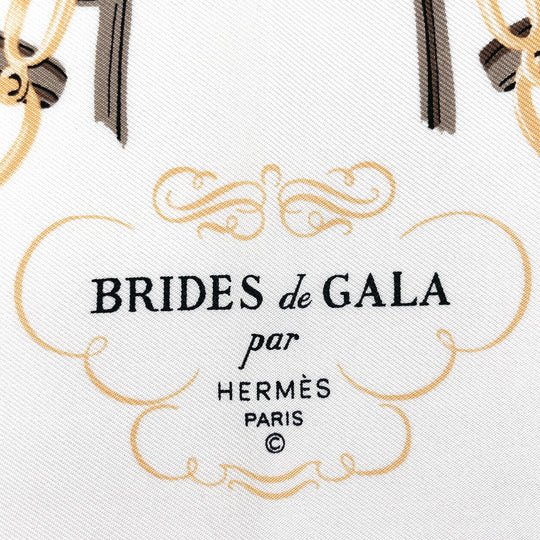 HERMES scarf silk Brown BRIDES de GARA Carre 45