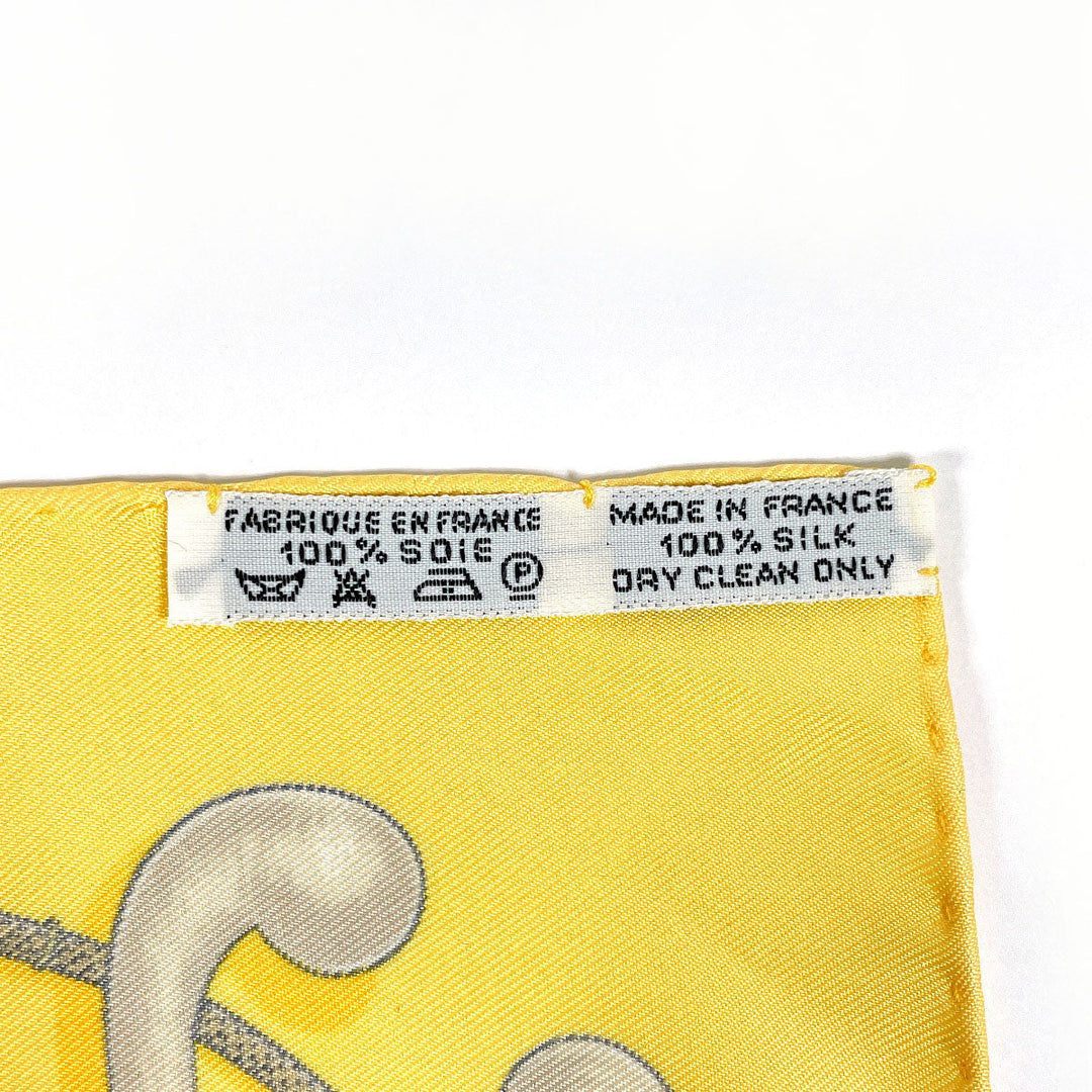 HERMES scarf silk yellow CANNES & POMMEAUX Carre 45