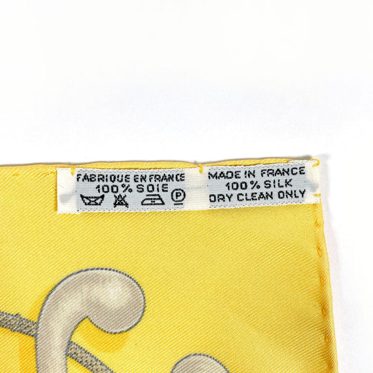 HERMES scarf silk yellow CANNES & POMMEAUX Carre 45
