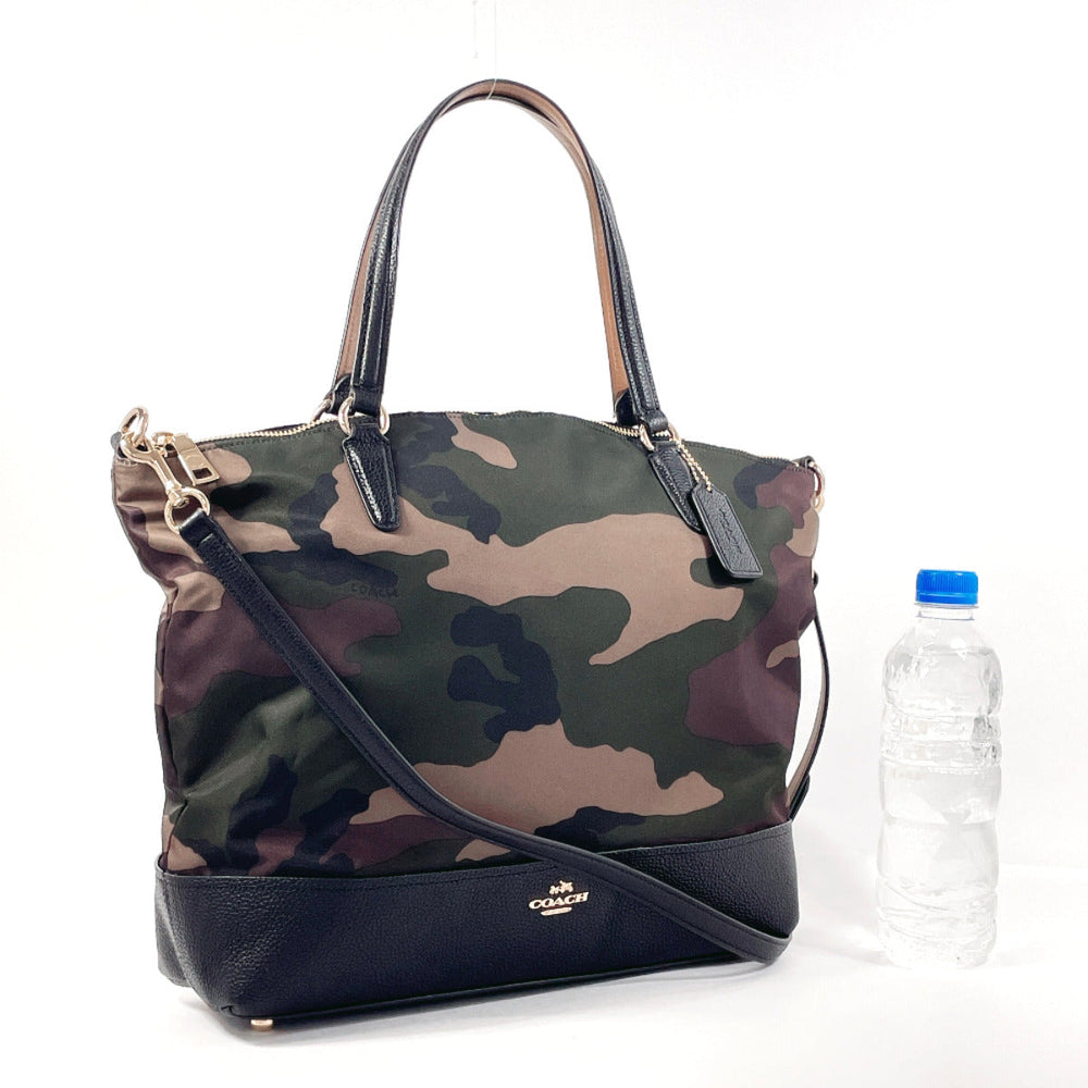 COACH Tote Bag F11847 Nylon black camouflage unisex Used Authentic
