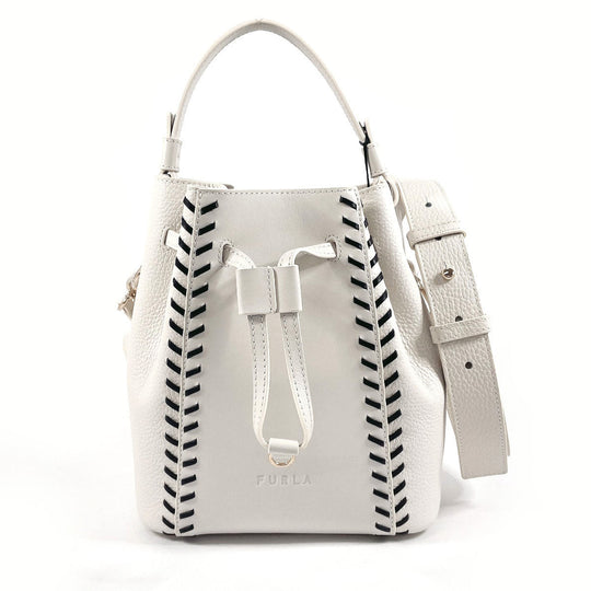 Furla Handbag WB00353 leather white 2WAY Mia Stella Women Used Authentic