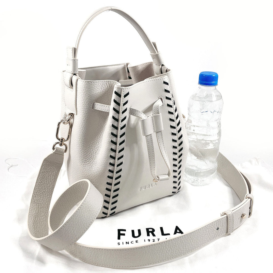 Furla Handbag WB00353 leather white 2WAY Mia Stella Women Used Authentic