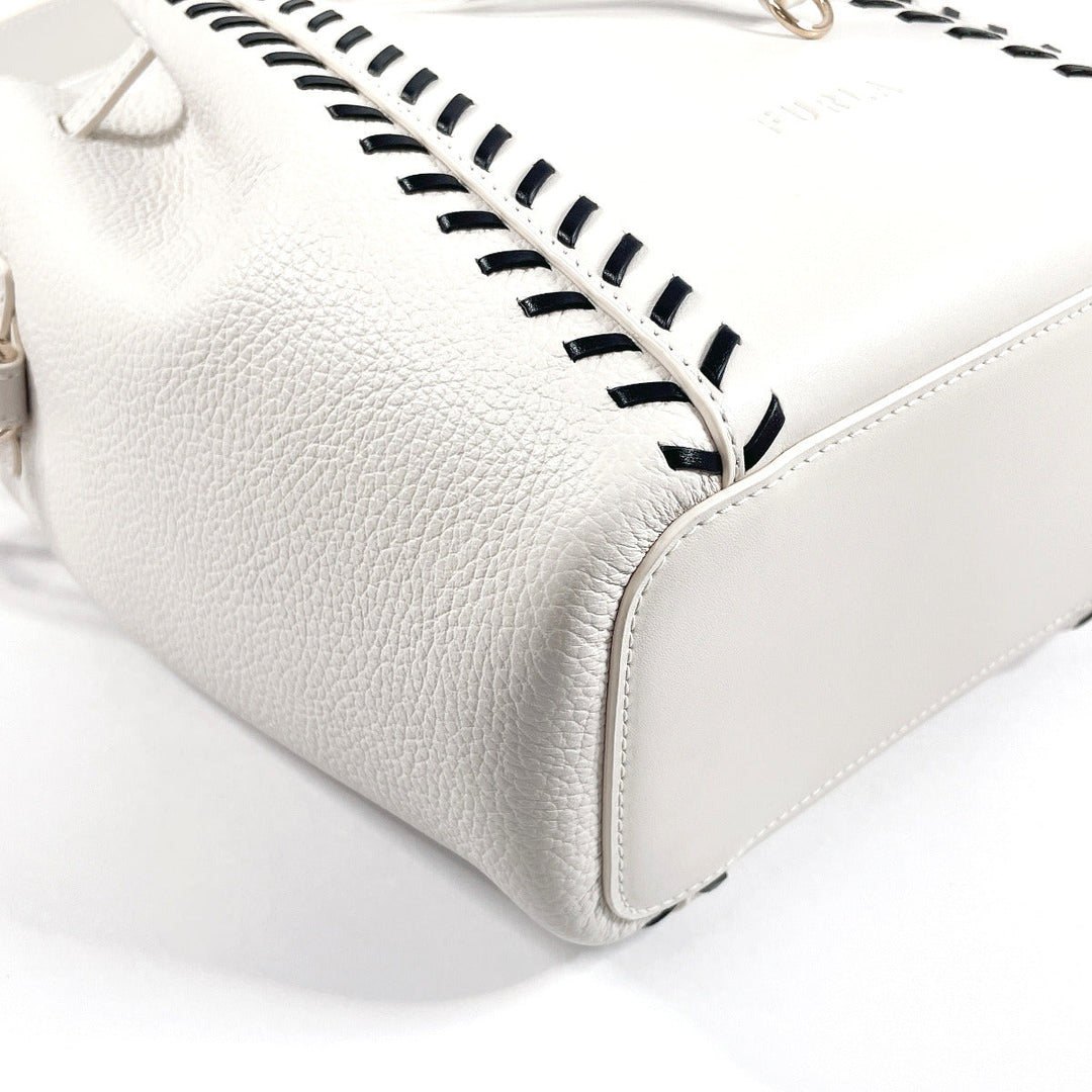 Furla Handbag WB00353 leather white 2WAY Mia Stella Women Used Authentic