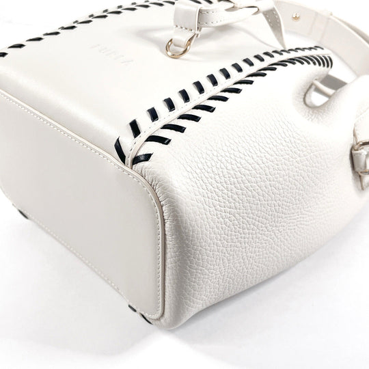 Furla Handbag WB00353 leather white 2WAY Mia Stella Women Used Authentic