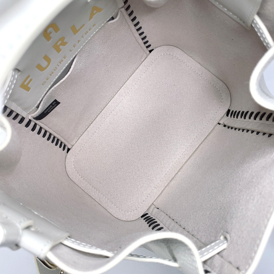 Furla Handbag WB00353 leather white 2WAY Mia Stella Women Used Authentic