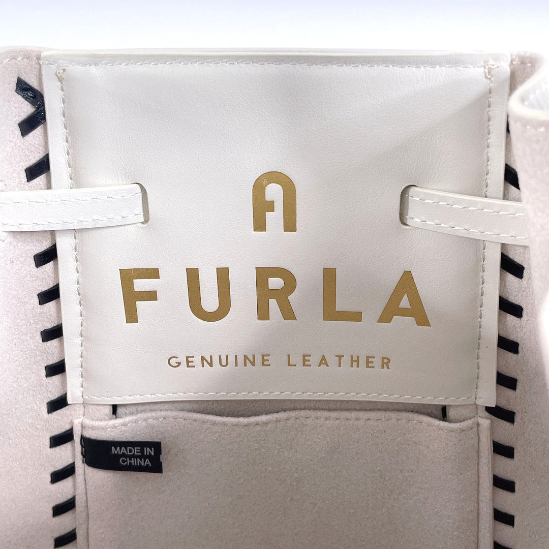 Furla Handbag WB00353 leather white 2WAY Mia Stella Women Used Authentic