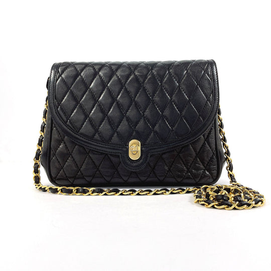 BALLY Shoulder Bag leather black 2WAY Quilting Chain Shoulder