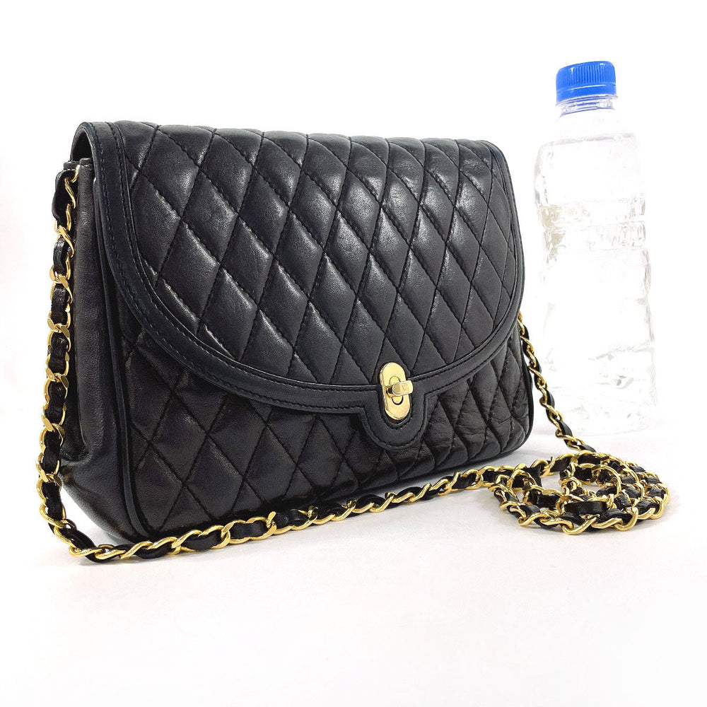 BALLY Shoulder Bag leather black 2WAY Quilting Chain Shoulder