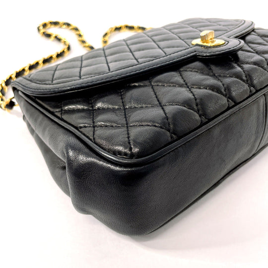 BALLY Shoulder Bag leather black 2WAY Quilting Chain Shoulder