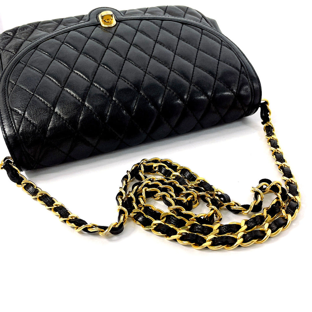 BALLY Shoulder Bag leather black 2WAY Quilting Chain Shoulder