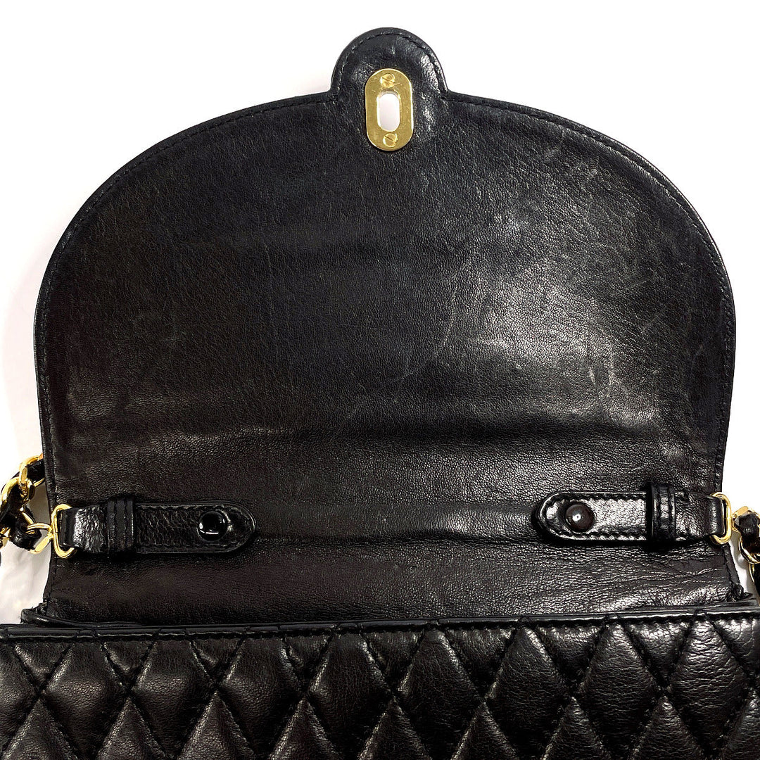BALLY Shoulder Bag leather black 2WAY Quilting Chain Shoulder